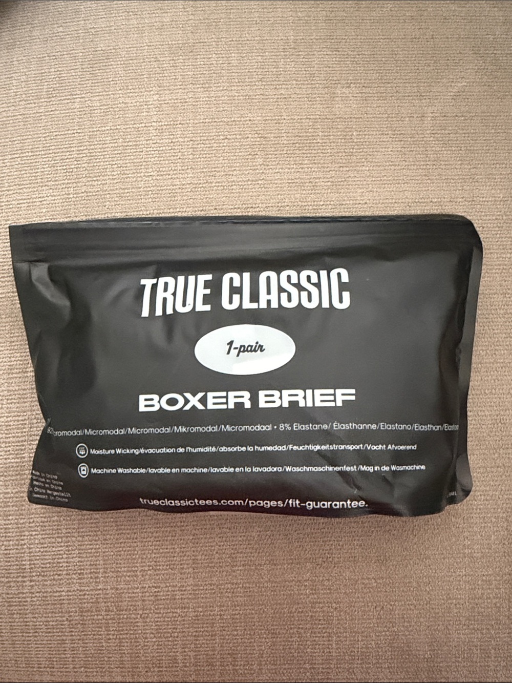 True Classic Men's Black Boxer Brief - 1 Pair